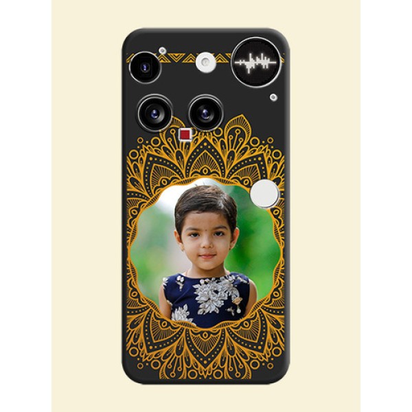 Round Image with Floral Design On Space Black Custom Soft Matte Mobile Back Cover - Nothing Phone 3 5G Round Image with Floral Design On Space Black Custom Soft Matte Mobile Back Cover - Nothing Phone 3 5G