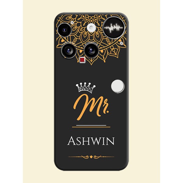 Mr Name with Floral Design On Space Black Custom Soft Matte Mobile Back Cover - Nothing Phone 3 5G Mr Name with Floral Design On Space Black Custom Soft Matte Mobile Back Cover - Nothing Phone 3 5G