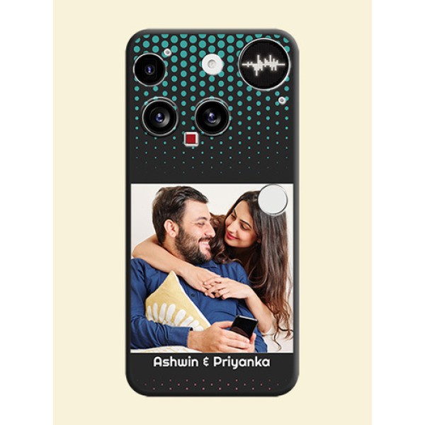 Faded Dots with Grunge Photo Frame and Text On Space Black Custom Soft Matte Mobile Back Cover - Nothing Phone 3 5G Faded Dots with Grunge Photo Frame and Text On Space Black Custom Soft Matte Mobile Back Cover - Nothing Phone 3 5G