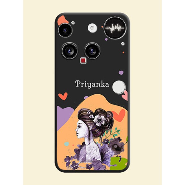 Namecase For Her With Fancy Lady Image On Space Black Custom Soft Matte Mobile Back Cover - Nothing Phone 3 5G Namecase For Her With Fancy Lady Image On Space Black Custom Soft Matte Mobile Back Cover - Nothing Phone 3 5G