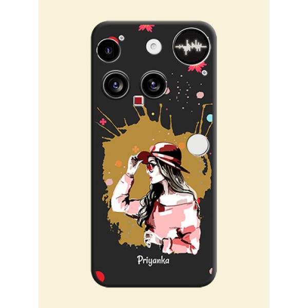 Mordern Lady With Color Splash Background With Custom Text On Space Black Custom Soft Matte Mobile Back Cover - Nothing Phone 3 5G