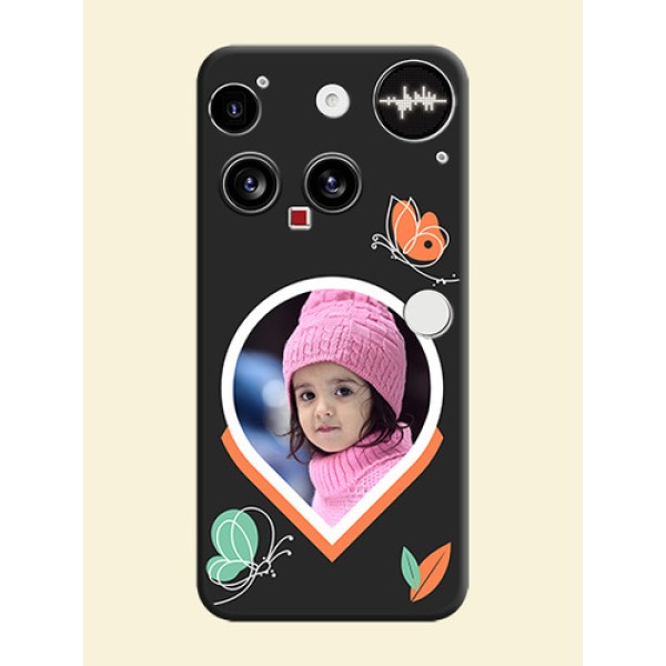 Upload Pic With Simple Butterly Design On Space Black Custom Soft Matte Mobile Back Cover - Nothing Phone 3 5G Upload Pic With Simple Butterly Design On Space Black Custom Soft Matte Mobile Back Cover - Nothing Phone 3 5G