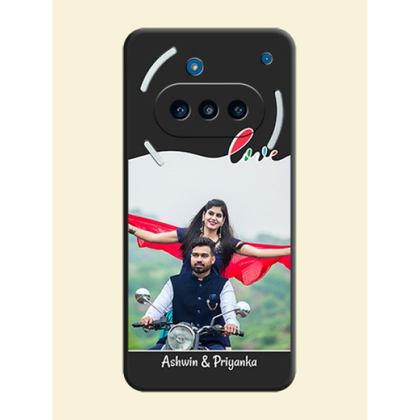 Fall in Love Pattern with Picture on Photo On Space Black Custom Soft Matte Mobile Back Cover - Nothing Phone 3a 5G Fall in Love Pattern with Picture on Photo On Space Black Custom Soft Matte Mobile Back Cover - Nothing Phone 3a 5G