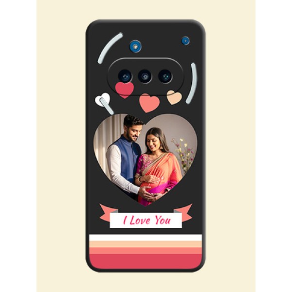 Love Shaped Photo with Colorful Stripes On Space Black Custom Soft Matte Mobile Back Cover - Nothing Phone 3a 5G Love Shaped Photo with Colorful Stripes On Space Black Custom Soft Matte Mobile Back Cover - Nothing Phone 3a 5G