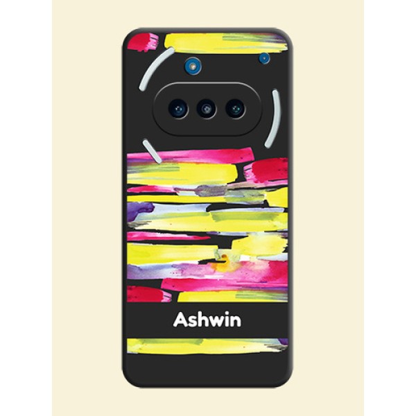 Brush Coloured On Space Black Custom Soft Matte Mobile Back Cover - Nothing Phone 3a 5G Brush Coloured On Space Black Custom Soft Matte Mobile Back Cover - Nothing Phone 3a 5G