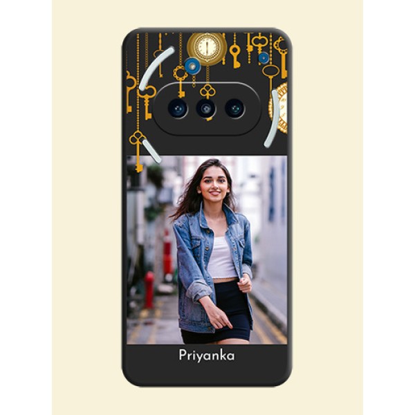 Decorative Design with Text On Space Black Custom Soft Matte Mobile Back Cover - Nothing Phone 3a 5G Decorative Design with Text On Space Black Custom Soft Matte Mobile Back Cover - Nothing Phone 3a 5G