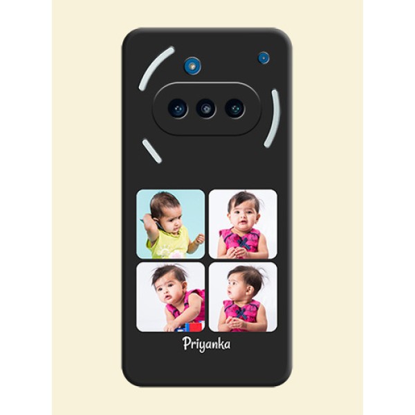 Floral Art with 6 Image Holder on Photo On Space Black Custom Soft Matte Mobile Back Cover - Nothing Phone 3a 5G Floral Art with 6 Image Holder on Photo On Space Black Custom Soft Matte Mobile Back Cover - Nothing Phone 3a 5G