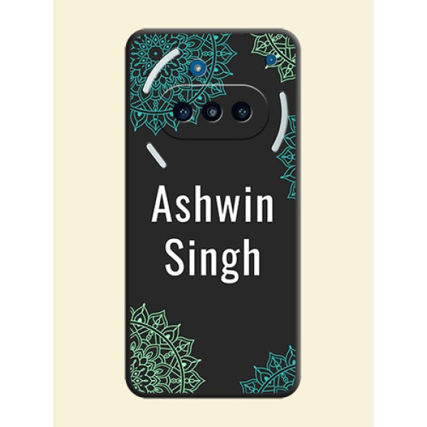 Your Name with Floral Design On Space Black Custom Soft Matte Mobile Back Cover - Nothing Phone 3a 5G Your Name with Floral Design On Space Black Custom Soft Matte Mobile Back Cover - Nothing Phone 3a 5G