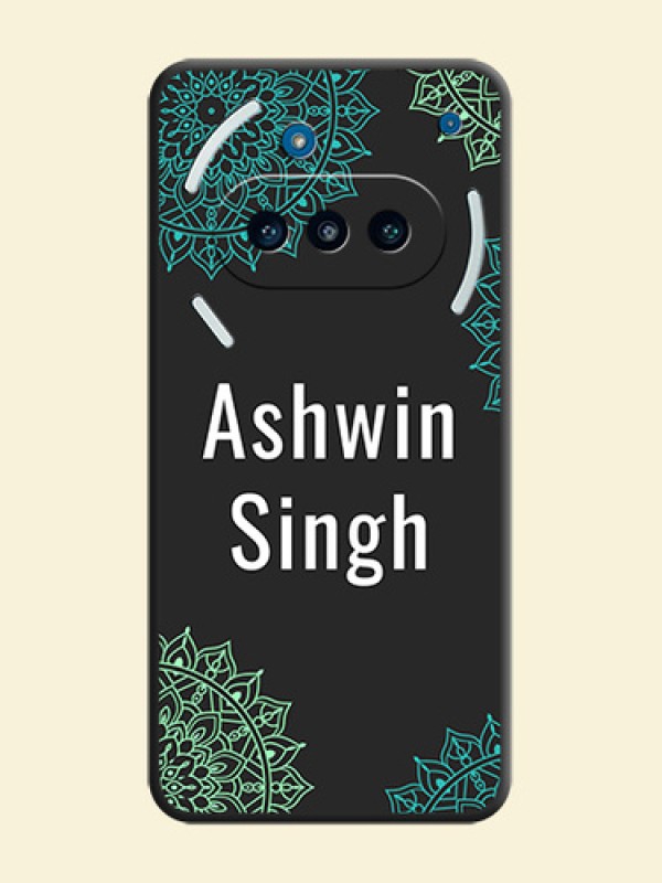 Your Name with Floral Design On Space Black Custom Soft Matte Mobile Back Cover - Nothing Phone 3a 5G