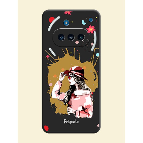 Mordern Lady With Color Splash Background With Custom Text On Space Black Custom Soft Matte Mobile Back Cover - Nothing Phone 3a 5G