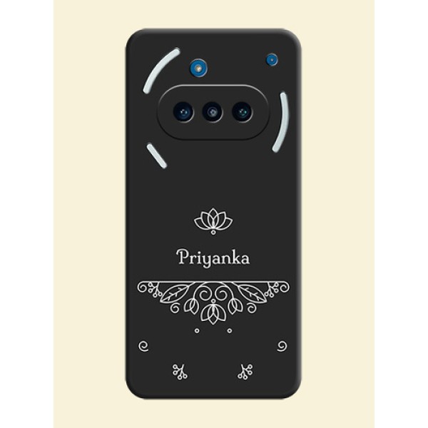 Lotus Garden Custom Text On Space Black Custom Soft Matte Mobile Back Cover - Nothing Phone 3a 5G Lotus Garden Custom Text On Space Black Custom Soft Matte Mobile Back Cover - Nothing Phone 3a 5G