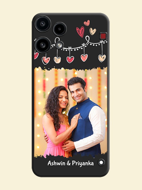 Pink Love Hangings with Name On Space Black Custom Soft Matte Mobile Back Cover - Nothing Phone 3A Lite 5G