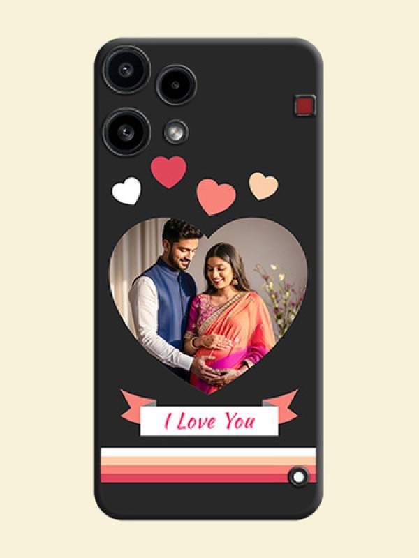 Love Shaped Photo with Colorful Stripes On Space Black Custom Soft Matte Mobile Back Cover - Nothing Phone 3A Lite 5G