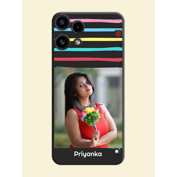 Multicolor Lines with Image On Space Black Custom Soft Matte Mobile Back Cover - Nothing Phone 3A Lite 5G Multicolor Lines with Image On Space Black Custom Soft Matte Mobile Back Cover - Nothing Phone 3A Lite 5G