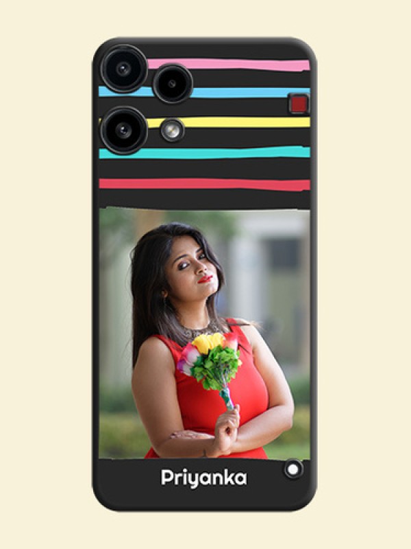 Multicolor Lines with Image On Space Black Custom Soft Matte Mobile Back Cover - Nothing Phone 3A Lite 5G