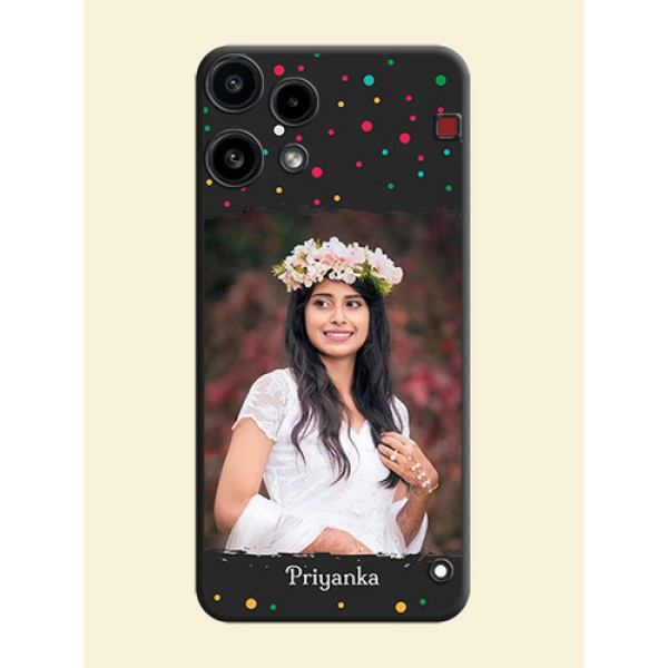 Multicolor Dotted Pattern with Text On Space Black Custom Soft Matte Mobile Back Cover - Nothing Phone 3A Lite 5G Multicolor Dotted Pattern with Text On Space Black Custom Soft Matte Mobile Back Cover - Nothing Phone 3A Lite 5G