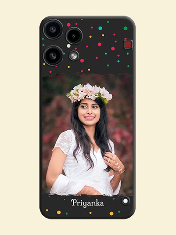 Multicolor Dotted Pattern with Text On Space Black Custom Soft Matte Mobile Back Cover - Nothing Phone 3A Lite 5G