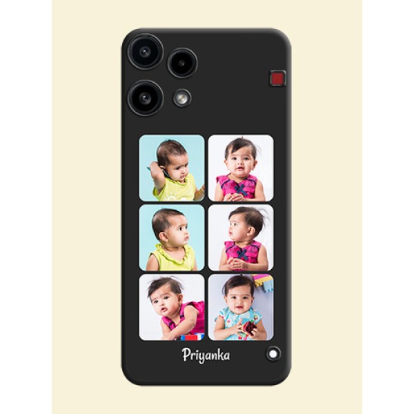 Floral Art with 6 Image Holder on Photo On Space Black Custom Soft Matte Mobile Back Cover - Nothing Phone 3A Lite 5G Floral Art with 6 Image Holder on Photo On Space Black Custom Soft Matte Mobile Back Cover - Nothing Phone 3A Lite 5G