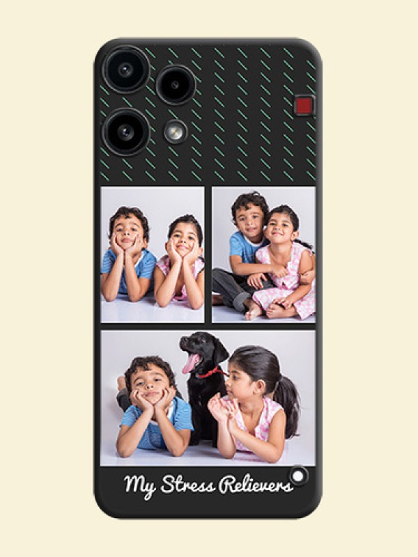 Cross Dotted Pattern with 2 Image Holder On Space Black Custom Soft Matte Mobile Back Cover - Nothing Phone 3A Lite 5G