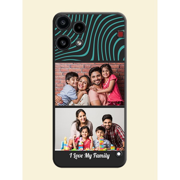 Wave Pattern with 2 Image Holder On Space Black Custom Soft Matte Mobile Back Cover - Nothing Phone 3A Lite 5G Wave Pattern with 2 Image Holder On Space Black Custom Soft Matte Mobile Back Cover - Nothing Phone 3A Lite 5G
