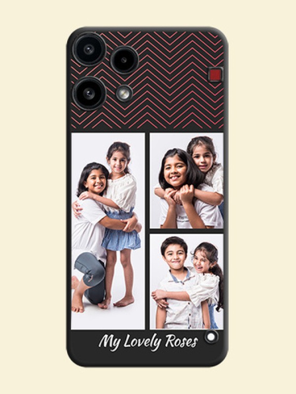 Wave Pattern with 3 Image Holder On Space Black Custom Soft Matte Mobile Back Cover - Nothing Phone 3A Lite 5G