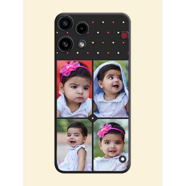 Multicolor Dotted Pattern with 4 Image Holder On Space Black Custom Soft Matte Mobile Back Cover - Nothing Phone 3A Lite 5G Multicolor Dotted Pattern with 4 Image Holder On Space Black Custom Soft Matte Mobile Back Cover - Nothing Phone 3A Lite 5G