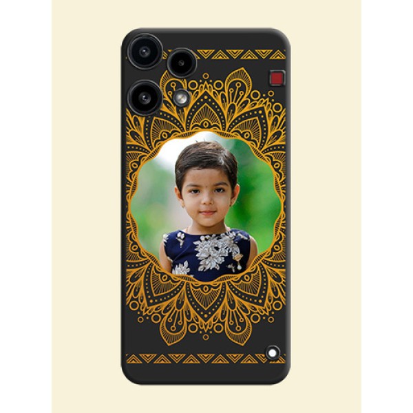 Round Image with Floral Design On Space Black Custom Soft Matte Mobile Back Cover - Nothing Phone 3A Lite 5G Round Image with Floral Design On Space Black Custom Soft Matte Mobile Back Cover - Nothing Phone 3A Lite 5G