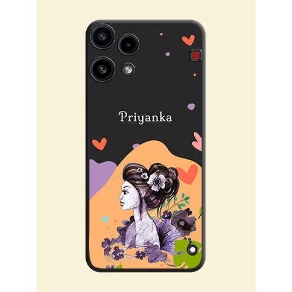 Namecase For Her With Fancy Lady Image On Space Black Custom Soft Matte Mobile Back Cover - Nothing Phone 3A Lite 5G Namecase For Her With Fancy Lady Image On Space Black Custom Soft Matte Mobile Back Cover - Nothing Phone 3A Lite 5G