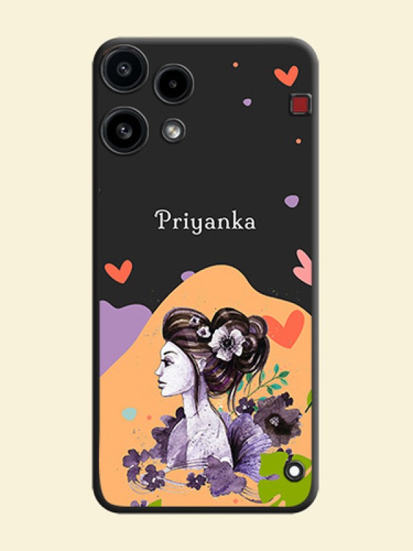 Namecase For Her With Fancy Lady Image On Space Black Custom Soft Matte Mobile Back Cover - Nothing Phone 3A Lite 5G