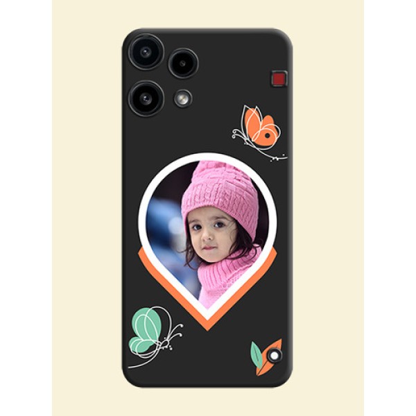 Upload Pic With Simple Butterly Design On Space Black Custom Soft Matte Mobile Back Cover - Nothing Phone 3A Lite 5G Upload Pic With Simple Butterly Design On Space Black Custom Soft Matte Mobile Back Cover - Nothing Phone 3A Lite 5G