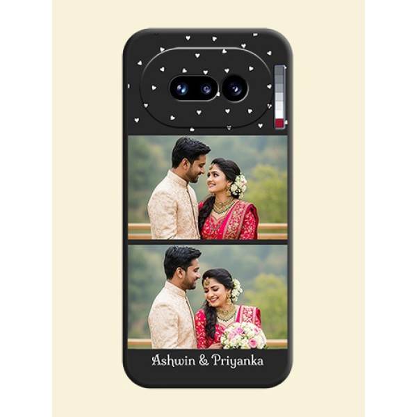 Miniature Love Symbols with Name On Space Black Custom Soft Matte Mobile Back Cover - Nothing Phone 4A 5G Miniature Love Symbols with Name On Space Black Custom Soft Matte Mobile Back Cover - Nothing Phone 4A 5G