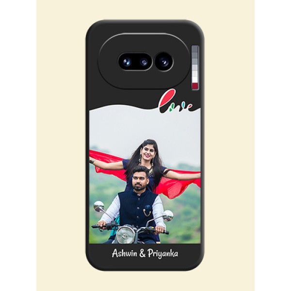 Fall in Love Pattern with Picture on Photo On Space Black Custom Soft Matte Mobile Back Cover - Nothing Phone 4A 5G Fall in Love Pattern with Picture on Photo On Space Black Custom Soft Matte Mobile Back Cover - Nothing Phone 4A 5G