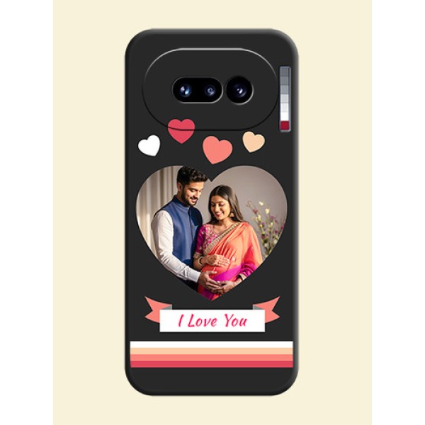 Love Shaped Photo with Colorful Stripes On Space Black Custom Soft Matte Mobile Back Cover - Nothing Phone 4A 5G Love Shaped Photo with Colorful Stripes On Space Black Custom Soft Matte Mobile Back Cover - Nothing Phone 4A 5G
