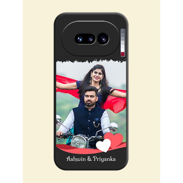 Pin Color Love Shaped Ribbon Design with Text On Space Black Custom Soft Matte Mobile Back Cover - Nothing Phone 4A 5G Pin Color Love Shaped Ribbon Design with Text On Space Black Custom Soft Matte Mobile Back Cover - Nothing Phone 4A 5G