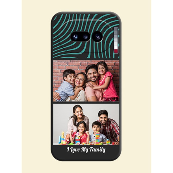 Wave Pattern with 2 Image Holder On Space Black Custom Soft Matte Mobile Back Cover - Nothing Phone 4A 5G Wave Pattern with 2 Image Holder On Space Black Custom Soft Matte Mobile Back Cover - Nothing Phone 4A 5G