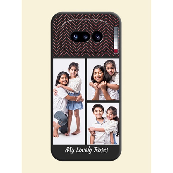 Wave Pattern with 3 Image Holder On Space Black Custom Soft Matte Mobile Back Cover - Nothing Phone 4A 5G Wave Pattern with 3 Image Holder On Space Black Custom Soft Matte Mobile Back Cover - Nothing Phone 4A 5G