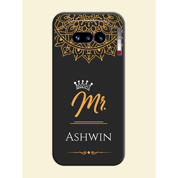 Mr Name with Floral Design On Space Black Custom Soft Matte Mobile Back Cover - Nothing Phone 4A 5G Mr Name with Floral Design On Space Black Custom Soft Matte Mobile Back Cover - Nothing Phone 4A 5G