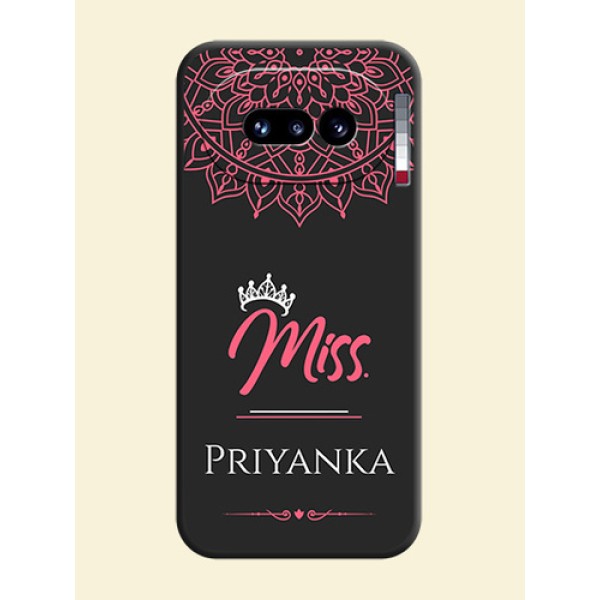 Mrs Name with Floral Design On Space Black Custom Soft Matte Mobile Back Cover - Nothing Phone 4A 5G Mrs Name with Floral Design On Space Black Custom Soft Matte Mobile Back Cover - Nothing Phone 4A 5G
