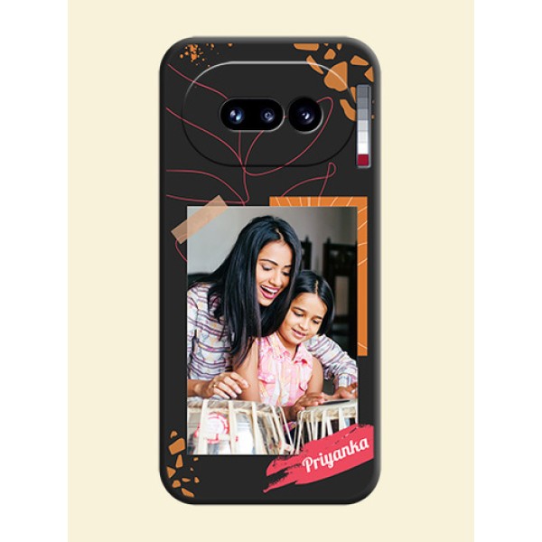 Orange Photo Frame On Space Black Custom Soft Matte Mobile Back Cover - Nothing Phone 4A 5G Orange Photo Frame On Space Black Custom Soft Matte Mobile Back Cover - Nothing Phone 4A 5G