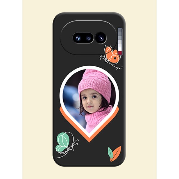 Upload Pic With Simple Butterly Design On Space Black Custom Soft Matte Mobile Back Cover - Nothing Phone 4A 5G Upload Pic With Simple Butterly Design On Space Black Custom Soft Matte Mobile Back Cover - Nothing Phone 4A 5G