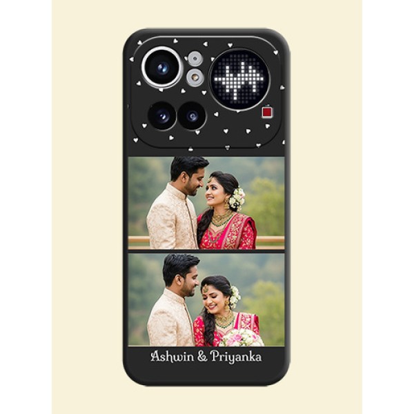 Miniature Love Symbols with Name On Space Black Custom Soft Matte Mobile Back Cover - Nothing Phone 4A Pro 5G Miniature Love Symbols with Name On Space Black Custom Soft Matte Mobile Back Cover - Nothing Phone 4A Pro 5G
