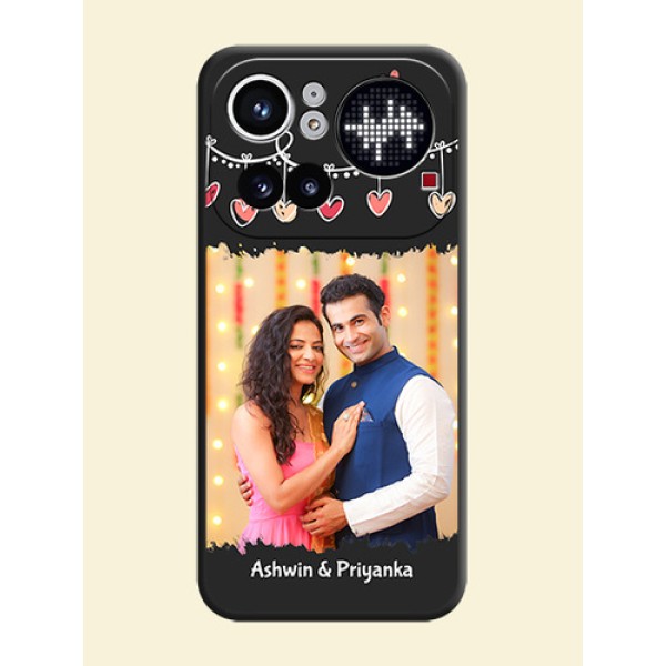 Pink Love Hangings with Name On Space Black Custom Soft Matte Mobile Back Cover - Nothing Phone 4A Pro 5G Pink Love Hangings with Name On Space Black Custom Soft Matte Mobile Back Cover - Nothing Phone 4A Pro 5G