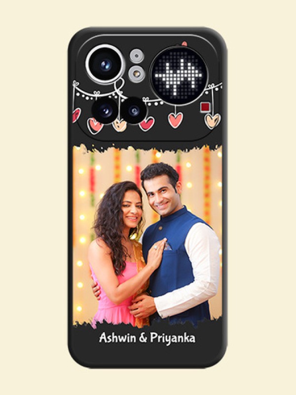 Pink Love Hangings with Name On Space Black Custom Soft Matte Mobile Back Cover - Nothing Phone 4A Pro 5G