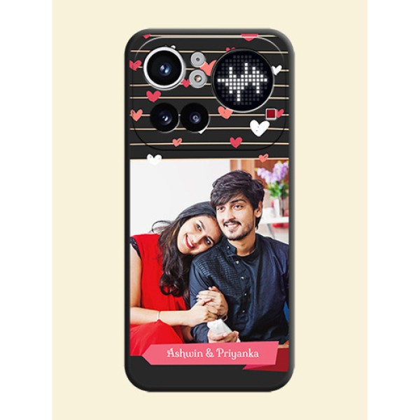 Love Pattern with Name on Pink Ribbon on Photo On Space Black Custom Soft Matte Mobile Back Cover - Nothing Phone 4A Pro 5G Love Pattern with Name on Pink Ribbon on Photo On Space Black Custom Soft Matte Mobile Back Cover - Nothing Phone 4A Pro 5G
