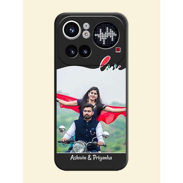 Fall in Love Pattern with Picture on Photo On Space Black Custom Soft Matte Mobile Back Cover - Nothing Phone 4A Pro 5G Fall in Love Pattern with Picture on Photo On Space Black Custom Soft Matte Mobile Back Cover - Nothing Phone 4A Pro 5G