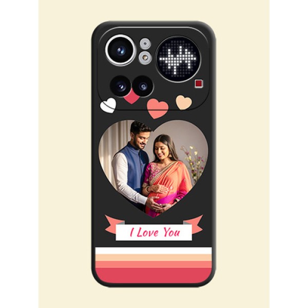 Love Shaped Photo with Colorful Stripes On Space Black Custom Soft Matte Mobile Back Cover - Nothing Phone 4A Pro 5G Love Shaped Photo with Colorful Stripes On Space Black Custom Soft Matte Mobile Back Cover - Nothing Phone 4A Pro 5G