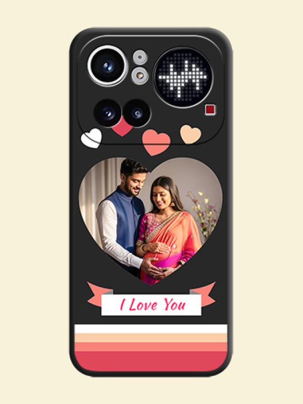 Love Shaped Photo with Colorful Stripes On Space Black Custom Soft Matte Mobile Back Cover - Nothing Phone 4A Pro 5G