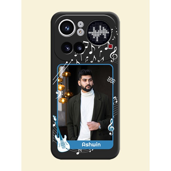 Musical Theme Design with Text on Photo On Space Black Custom Soft Matte Mobile Back Cover - Nothing Phone 4A Pro 5G Musical Theme Design with Text on Photo On Space Black Custom Soft Matte Mobile Back Cover - Nothing Phone 4A Pro 5G