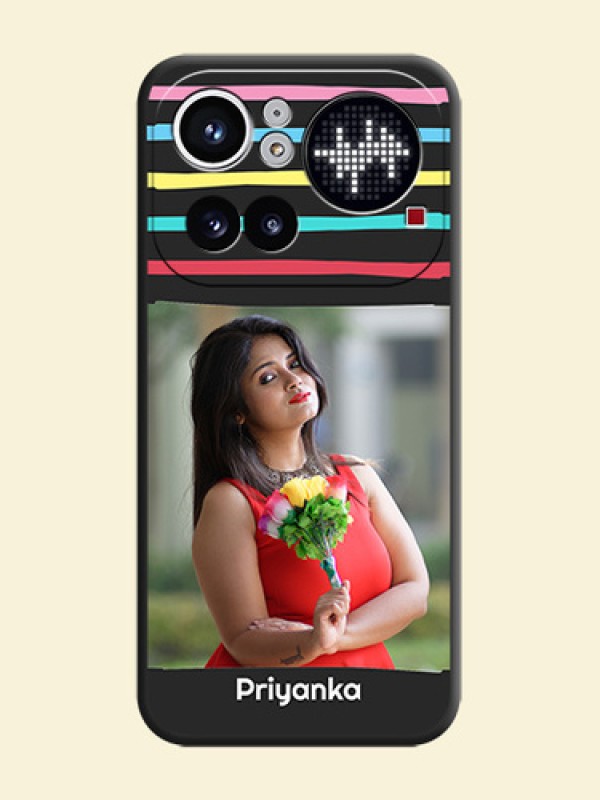 Multicolor Lines with Image On Space Black Custom Soft Matte Mobile Back Cover - Nothing Phone 4A Pro 5G