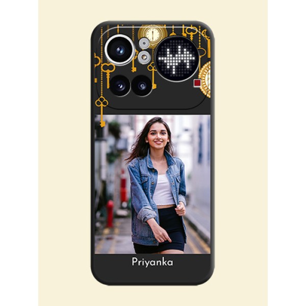 Decorative Design with Text On Space Black Custom Soft Matte Mobile Back Cover - Nothing Phone 4A Pro 5G Decorative Design with Text On Space Black Custom Soft Matte Mobile Back Cover - Nothing Phone 4A Pro 5G